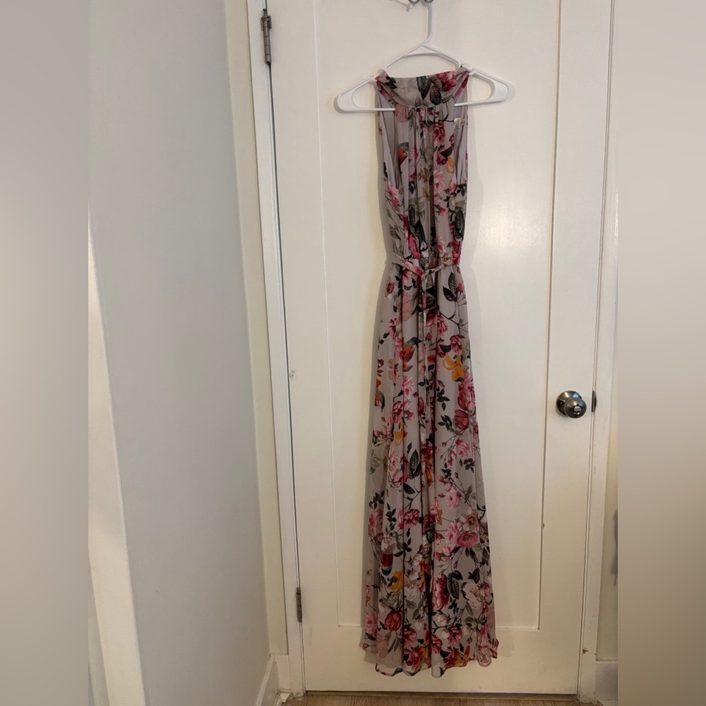 Eliza J Pink and Green Floral Maxi Dress